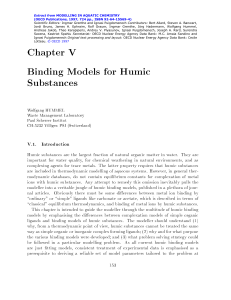 Chapter V Binding Models for Humic Substances