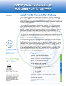 Maternity Care Pathway - Perinatal Services BC