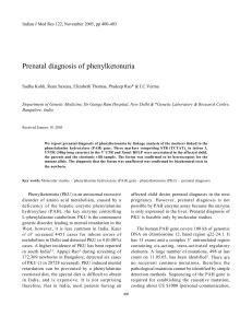 Prenatal diagnosis of phenylketonuria