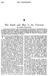 The Earth and Man In the Universe