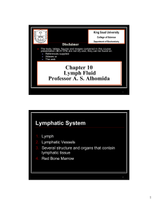 Chapter 10 Lymph Fluid Professor AS Alhomida Chapter 10 Lymph