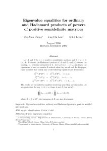 Eigenvalue equalities for ordinary and Hadamard products of