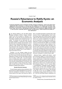 Russia`s Reluctance to Ratify Kyoto: an Economic
