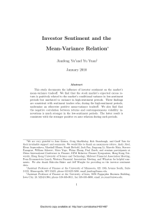Investor Sentiment and the Mean-Variance Relation