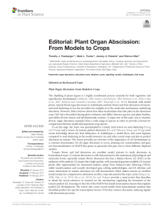 Plant organ abscission : from models to crops [Editorial]
