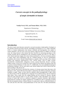 Current concepts in the pathophysiology of atopic dermatitis in human