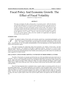 Fiscal Policy and Economic Growth: Volatility Vs the Levels*