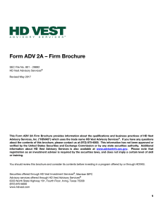 Form ADV 2A – Firm Brochure - HD Vest Financial Services