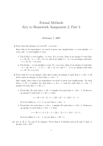 Formal Methods Key to Homework Assignment 2, Part 3