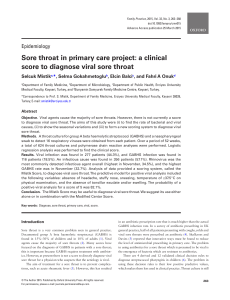 Sore throat in primary care project: a clinical score