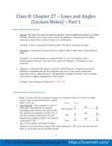Class 8: Chapter 27 – Lines and Angles (Lecture
