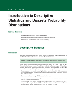 Introduction to Descriptive Statistics and Discrete