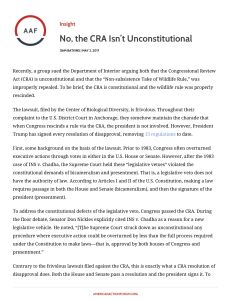 No, the CRA Isn`t Unconstitutional