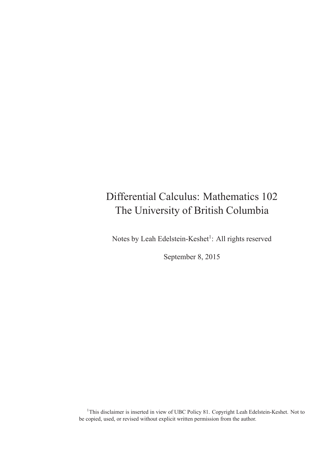 Full Pdf Version Ubc Math The University Of British Columbia
