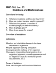 MMG 301, Lec. 25 Mutations and Bacteriophage