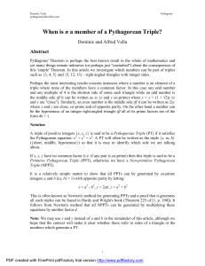 When is na member of a Pythagorean Triple?