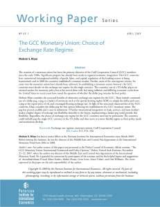 The GCC Monetary Union: Choice of Exchange Rate Regime