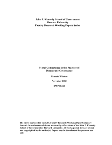 Moral Competence in the Practice of Democratic Governance