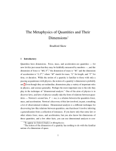 The Metaphysics of Quantities and Their Dimensions˚