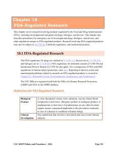 Chapter 18 FDA-Regulated Research