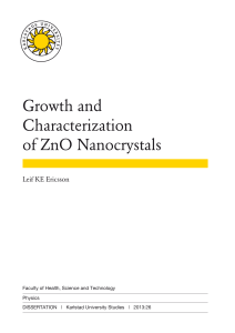 Growth and Characterization of ZnO Nanocrystals