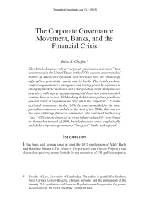 The Corporate Governance Movement, Banks, and the Financial Crisis
