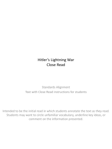 Hitler`s Lightning War Close Read