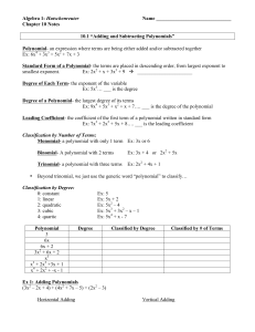 Algebra 1 Ch 10 Student Note Packet