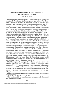 on the defining field of a divisor in an algebraic variety1 797