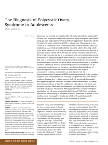 The Diagnosis of Polycystic Ovary Syndrome in