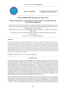 Water Fortified With Minerals (Ca, Mg, Fe, Zn)