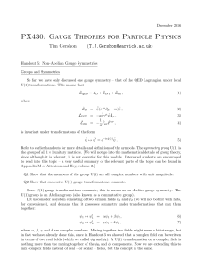 PX430: Gauge Theories for Particle Physics