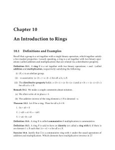 Chapter 10 An Introduction to Rings