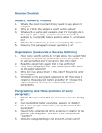 Revision Checklist Subject, Audience, Purpose 5. Organization