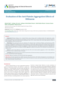 Evaluation of the Anti Platelet Aggregation Effects of Diltiazem