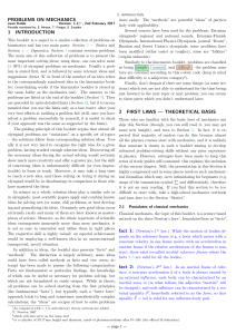 problems on mechanics 1 introduction 2 first laws — theoretical basis