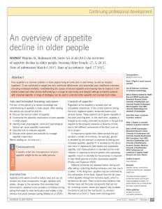 An overview of appetite decline in older people