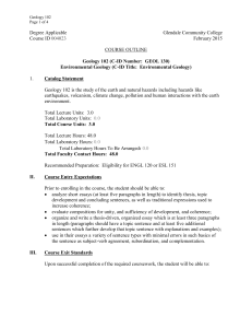 GEOL 102 Rev Feb 2015 - Glendale Community College