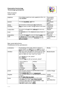 Grammatical terminology Terminologia gramatyczna