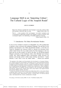Language Shift in an `Importing Culture` - Anthropology