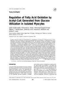Regulation of Fatty Acid Oxidation by Acetyl