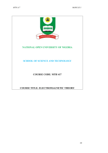 Electromagnetic Theory - National Open University of Nigeria