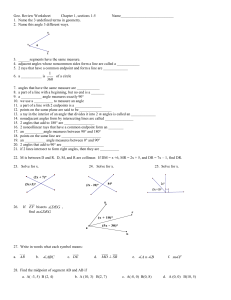 Geo. Review Worksheet Chapter 1, sections 1