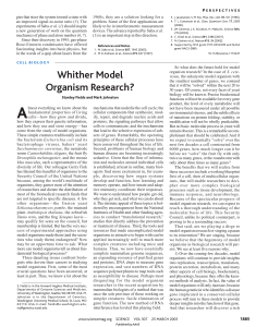 Whither Model Organism Research?