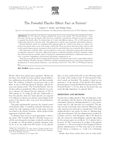 The Powerful Placebo Effect: Fact or Fiction?