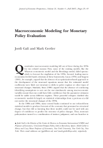 Macroeconomic Modeling for Monetary Policy