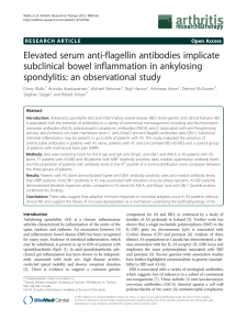 Elevated serum anti-flagellin antibodies implicate