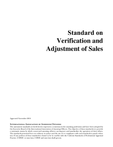 Standard on Verification and Adjustment of Sales