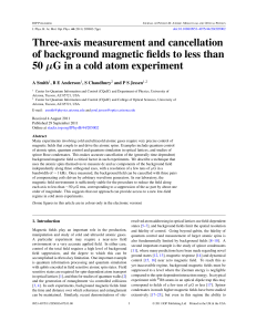 Three-axis measurement and cancellation of background magnetic