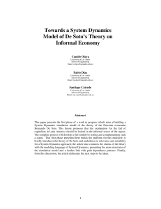 Towards a System Dynamics Model of De Soto`s Theory on Informal